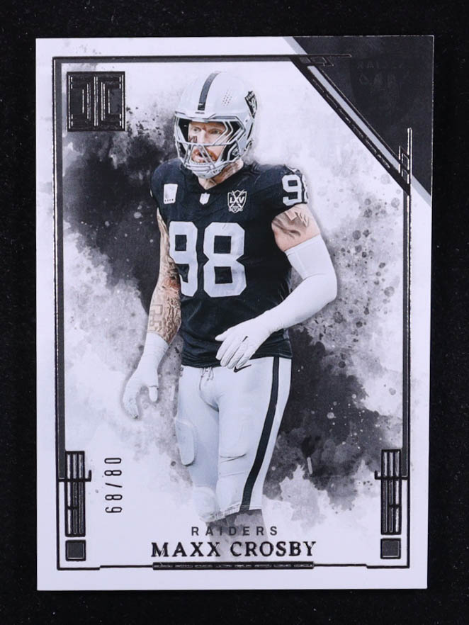 Maxx Crosby 2025 Panini Impeccable #36 #68/80 at PristineAuction.com Maxx Crosby 2025 Panini Impeccable #36 #68/80 at PristineAuction.com