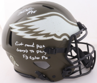 Jalen Carter Signed Eagles Full-Size Authentic On-Field Salute To Service Alternate Speed Helmet Inscribed "First Round Pick", "Georgia To Philly", & "Fly Eagles Fly" (PSA) at PristineAuction.com