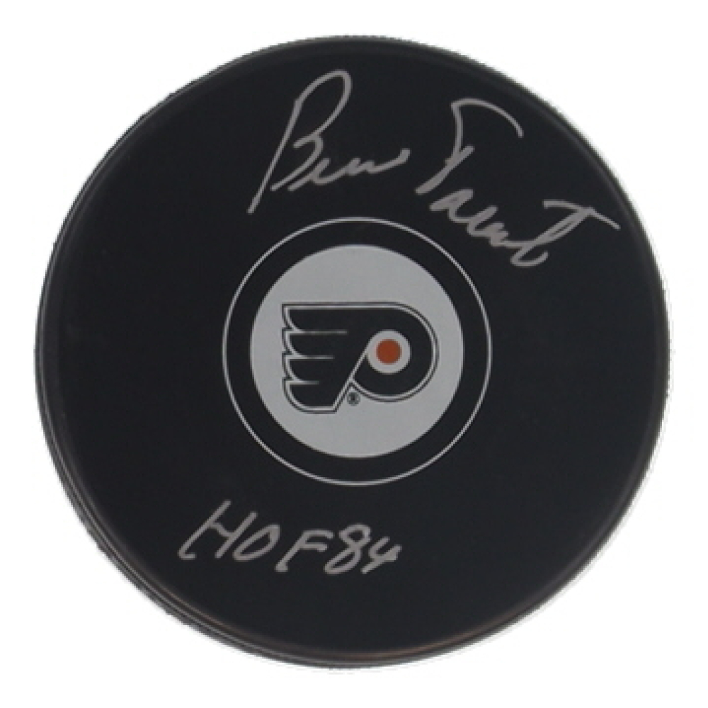 Bernie Parent Signed Flyers Logo Hockey Puck Inscribed "HOF 84" (JSA) at PristineAuction.com