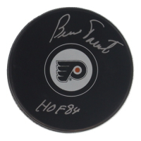 Bernie Parent Signed Flyers Logo Hockey Puck Inscribed "HOF 84" (JSA) at PristineAuction.com
