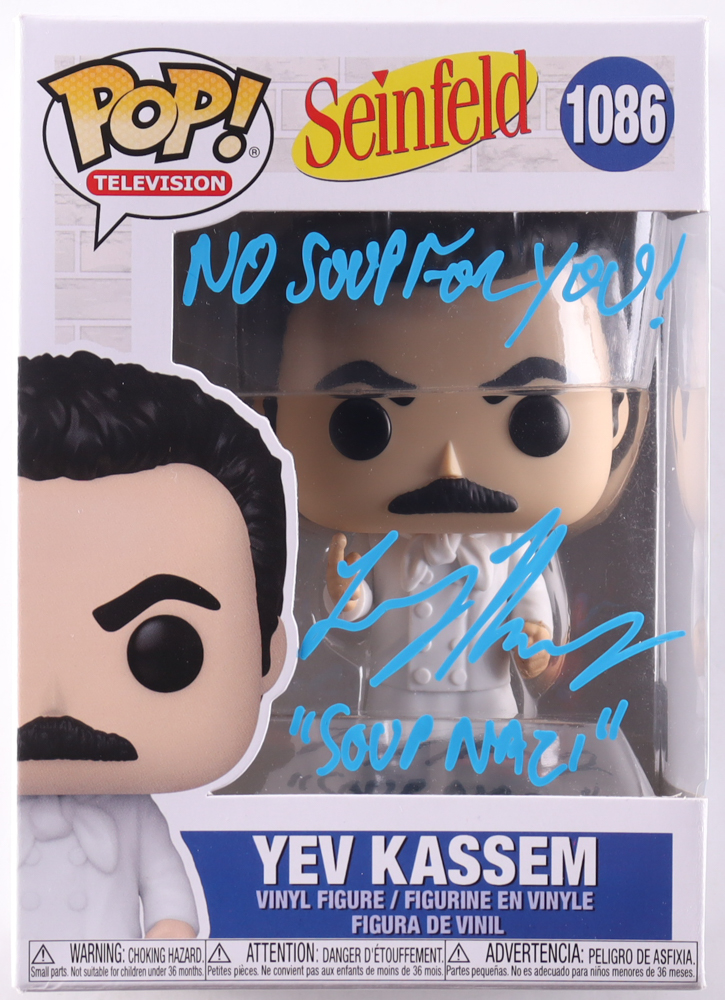 Larry Thomas Signed "Seinfeld" #1086 Yev Kassem Funko Pop! Vinyl Figure Inscribed "Soup Nazi" & "No Soup For You!" (TriStar) at PristineAuction.com Larry Thomas Signed "Seinfeld" #1086 Yev Kassem Funko Pop! Vinyl Figure Inscribed "Soup Nazi" & "No Soup For You!" (TriStar) at PristineAuction.com