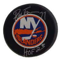 Pierre Turgeon Signed Islanders Logo Hockey Puck Inscribed "HOF 23" (JSA) at PristineAuction.com