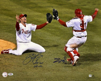 Brad Lidge & Carlos Ruiz Signed Phillies 16x20 Photo Inscribed "Last Out 08 WSC" (PSA) at PristineAuction.com
