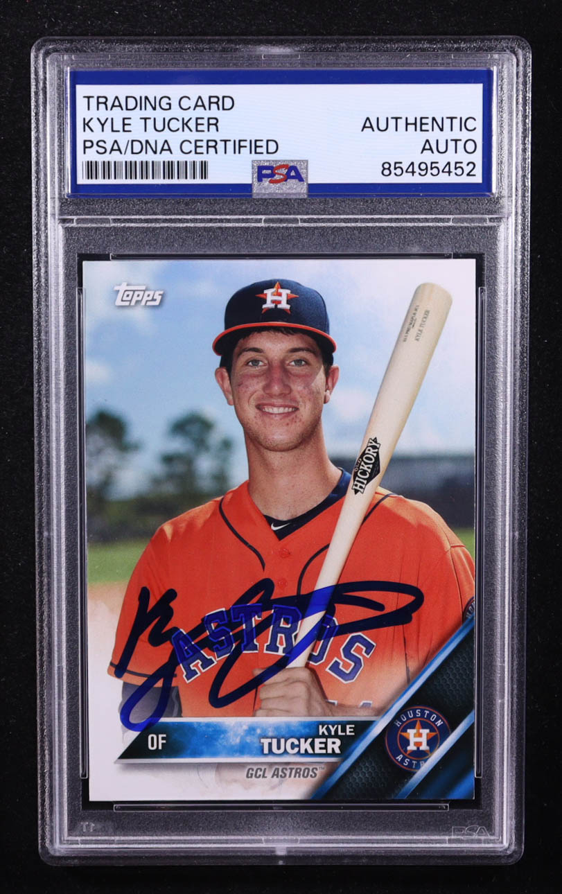 Kyle Tucker Signed 2016 Topps Pro Debut #28 RC (PSA) at PristineAuction.com Kyle Tucker Signed 2016 Topps Pro Debut #28 RC (PSA) at PristineAuction.com