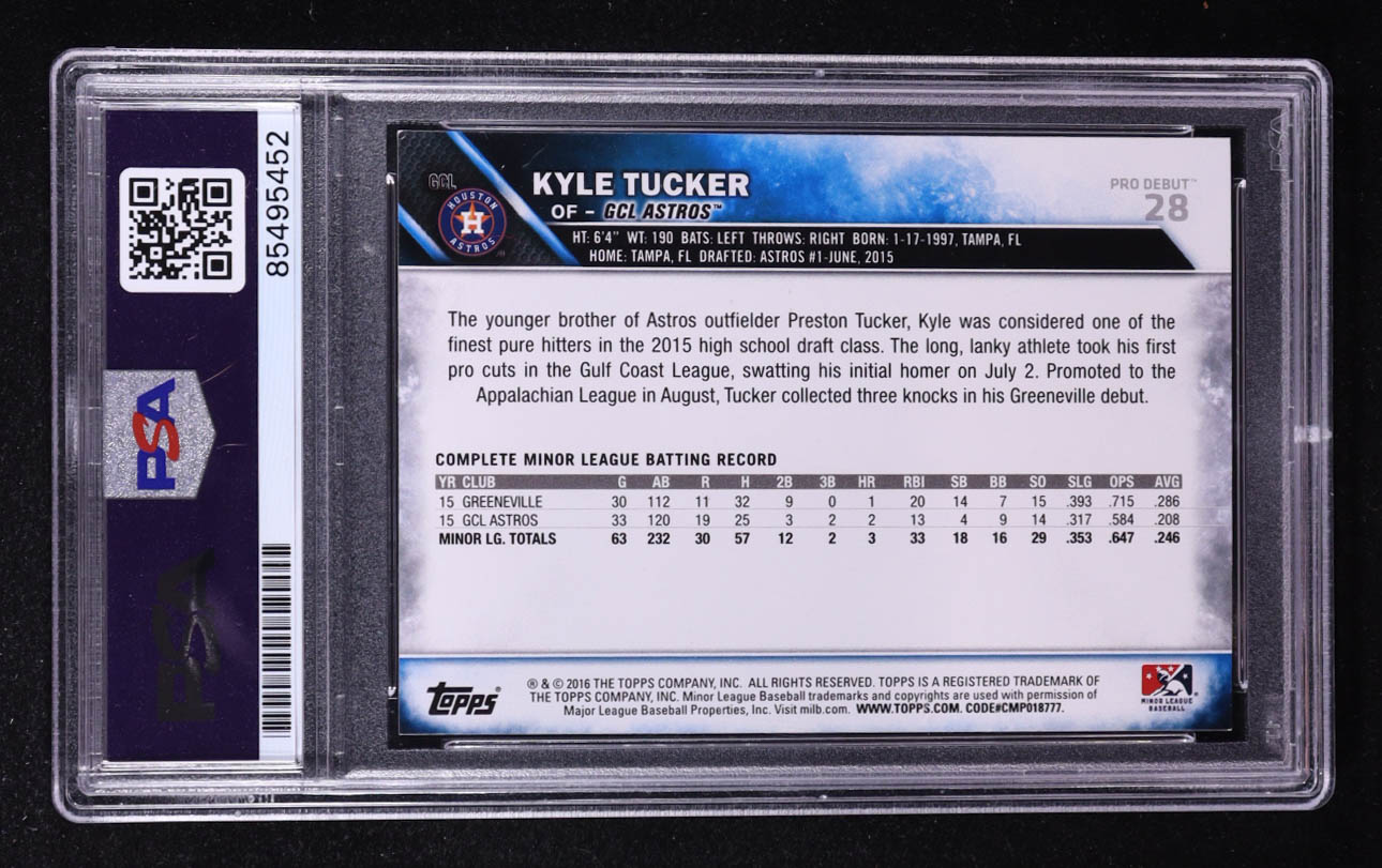 Kyle Tucker Signed 2016 Topps Pro Debut #28 RC (PSA) at PristineAuction.com Kyle Tucker Signed 2016 Topps Pro Debut #28 RC (PSA) at PristineAuction.com