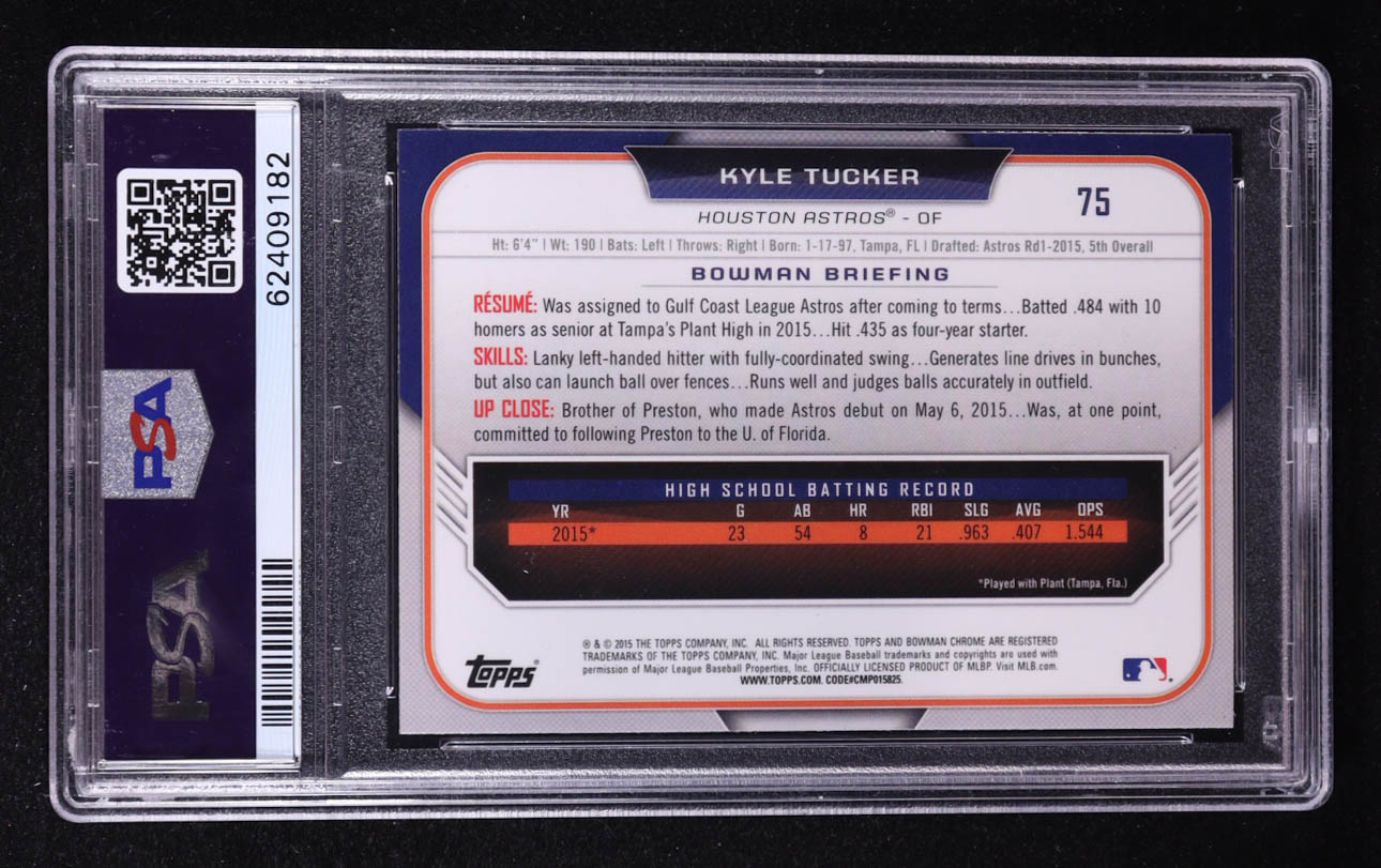 Kyle Tucker 2015 Bowman Draft Chrome #75 RC (PSA 9) at PristineAuction.com Kyle Tucker 2015 Bowman Draft Chrome #75 RC (PSA 9) at PristineAuction.com