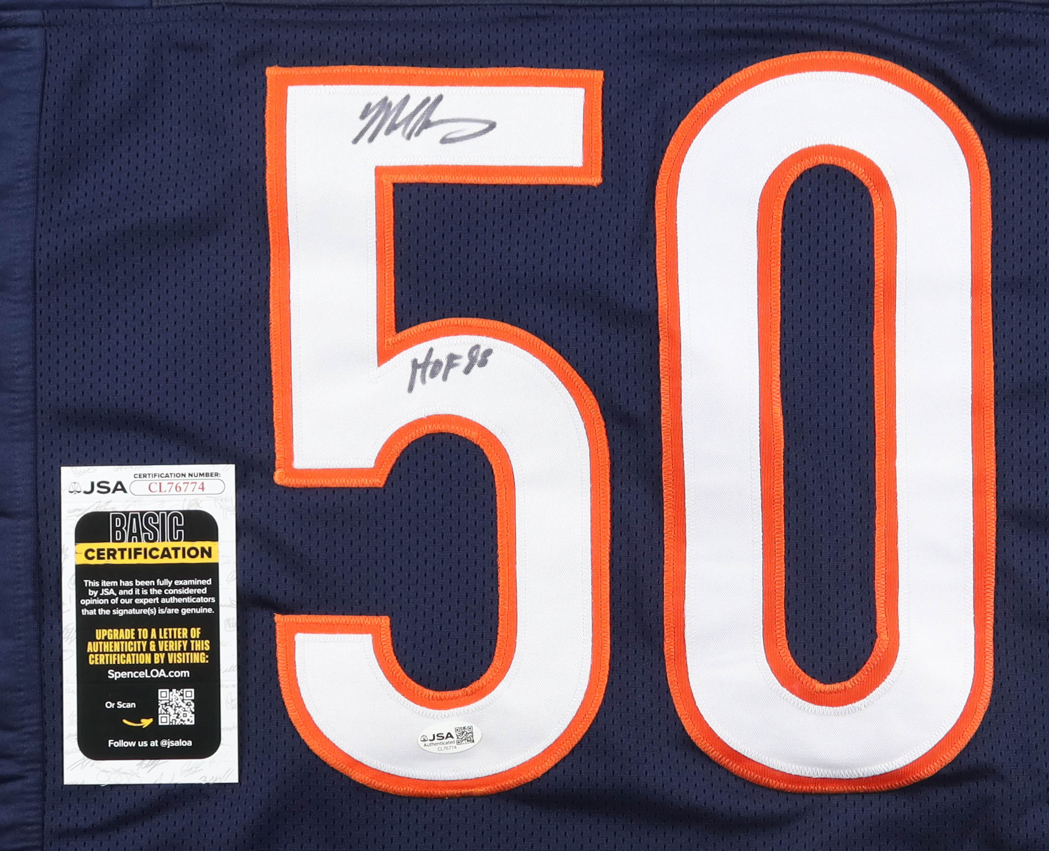 Mike Singletary Signed Jersey Inscribed "HOF 98" (JSA) at PristineAuction.com Mike Singletary Signed Jersey Inscribed "HOF 98" (JSA) at PristineAuction.com