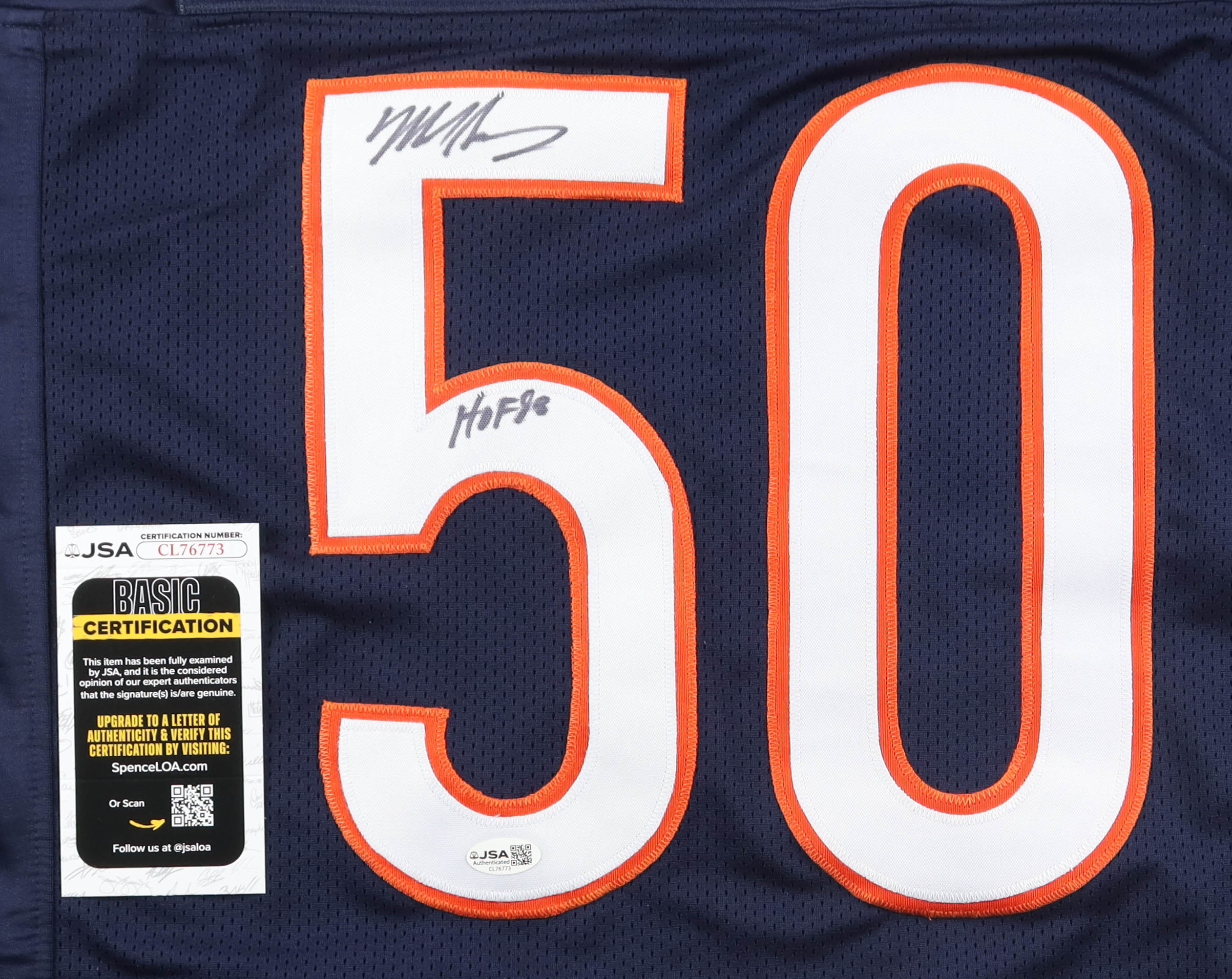 Mike Singletary Signed Jersey Inscribed "HOF 98" (JSA) at PristineAuction.com Mike Singletary Signed Jersey Inscribed "HOF 98" (JSA) at PristineAuction.com