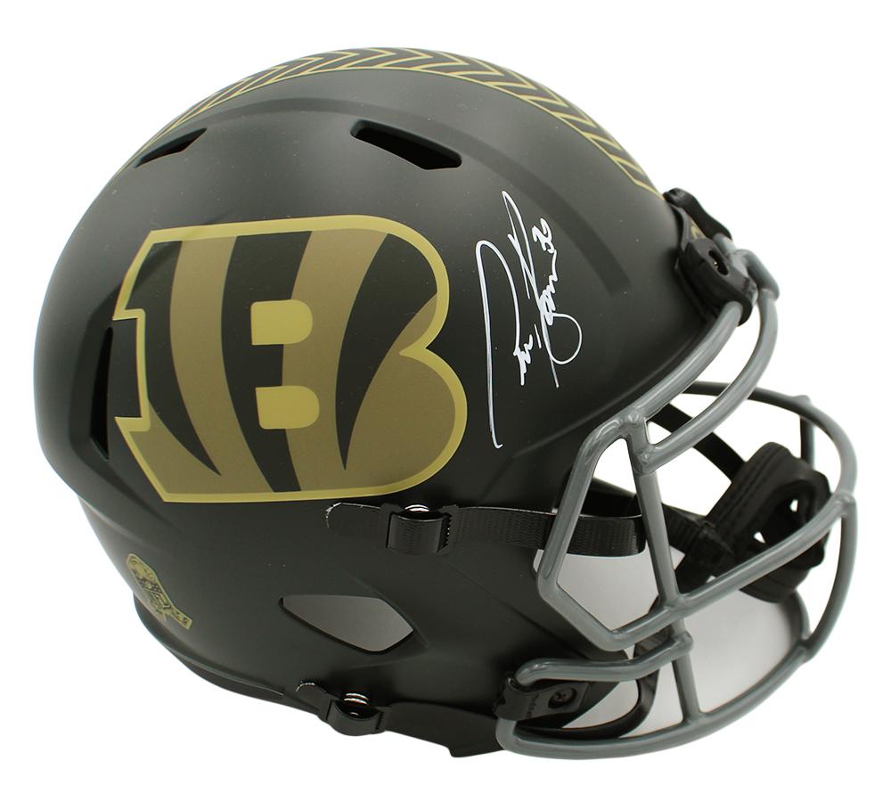 Chase Brown Signed Bengals Full-Size Salute to Service Alternate Speed Helmet (Beckett) at PristineAuction.com Chase Brown Signed Bengals Full-Size Salute to Service Alternate Speed Helmet (Beckett) at PristineAuction.com