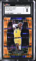 LeBron James 2021-22 Select Prizms Orange Flash #100 (CGC 8) at PristineAuction.com