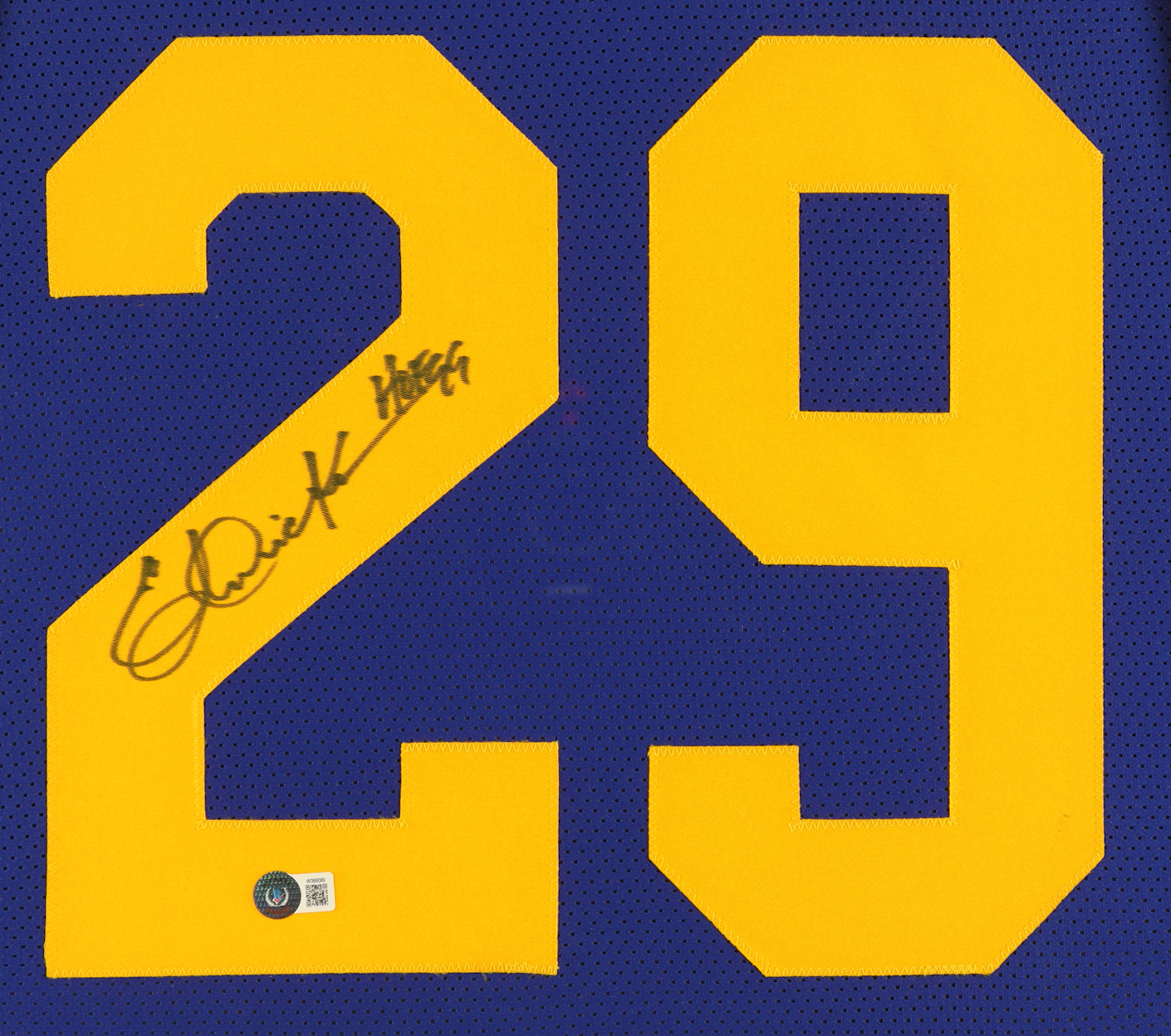 Eric Dickerson Signed Custom Framed Jersey Display Inscribed "HOF 99" (Beckett) at PristineAuction.com Eric Dickerson Signed Custom Framed Jersey Display Inscribed "HOF 99" (Beckett) at PristineAuction.com