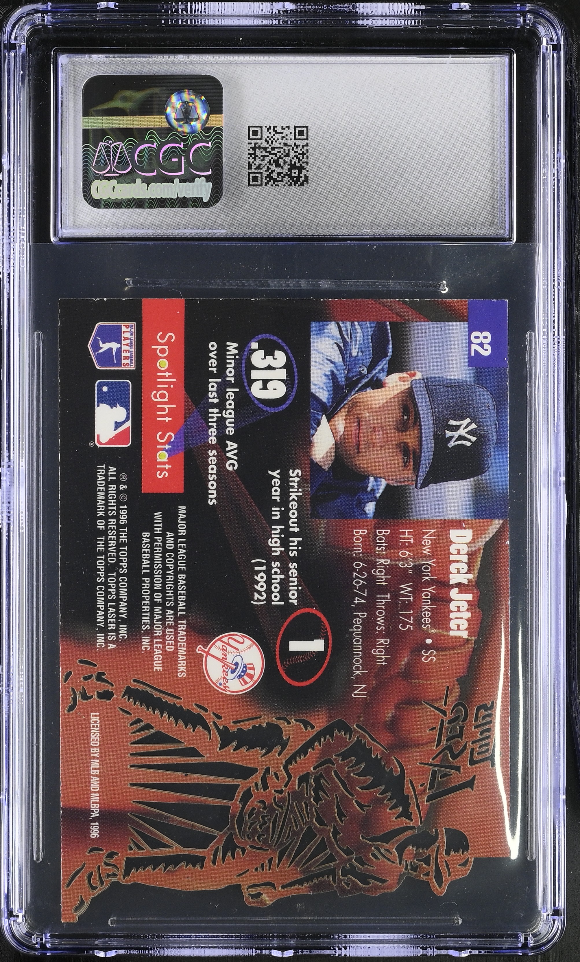 Derek Jeter 1996 Topps Laser #82 (CGC 8) at PristineAuction.com Derek Jeter 1996 Topps Laser #82 (CGC 8) at PristineAuction.com