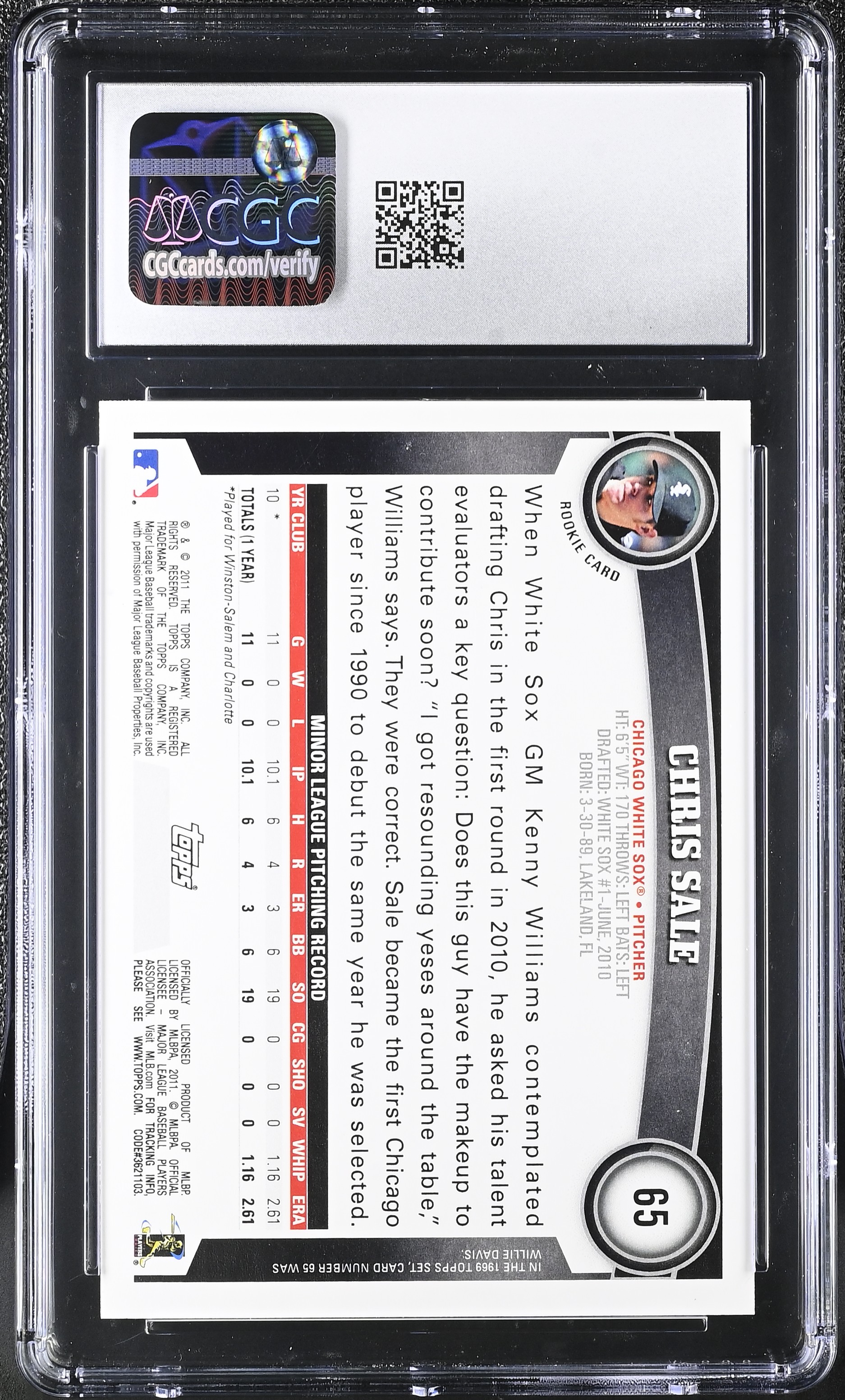 Chris Sale 2011 Topps #65 RC (CGC 8.5) at PristineAuction.com Chris Sale 2011 Topps #65 RC (CGC 8.5) at PristineAuction.com