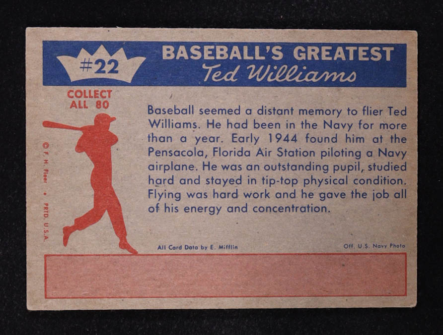 Ted Williams 1959 Fleer Ted Williams #22 Ted Solos at PristineAuction.com Ted Williams 1959 Fleer Ted Williams #22 Ted Solos at PristineAuction.com