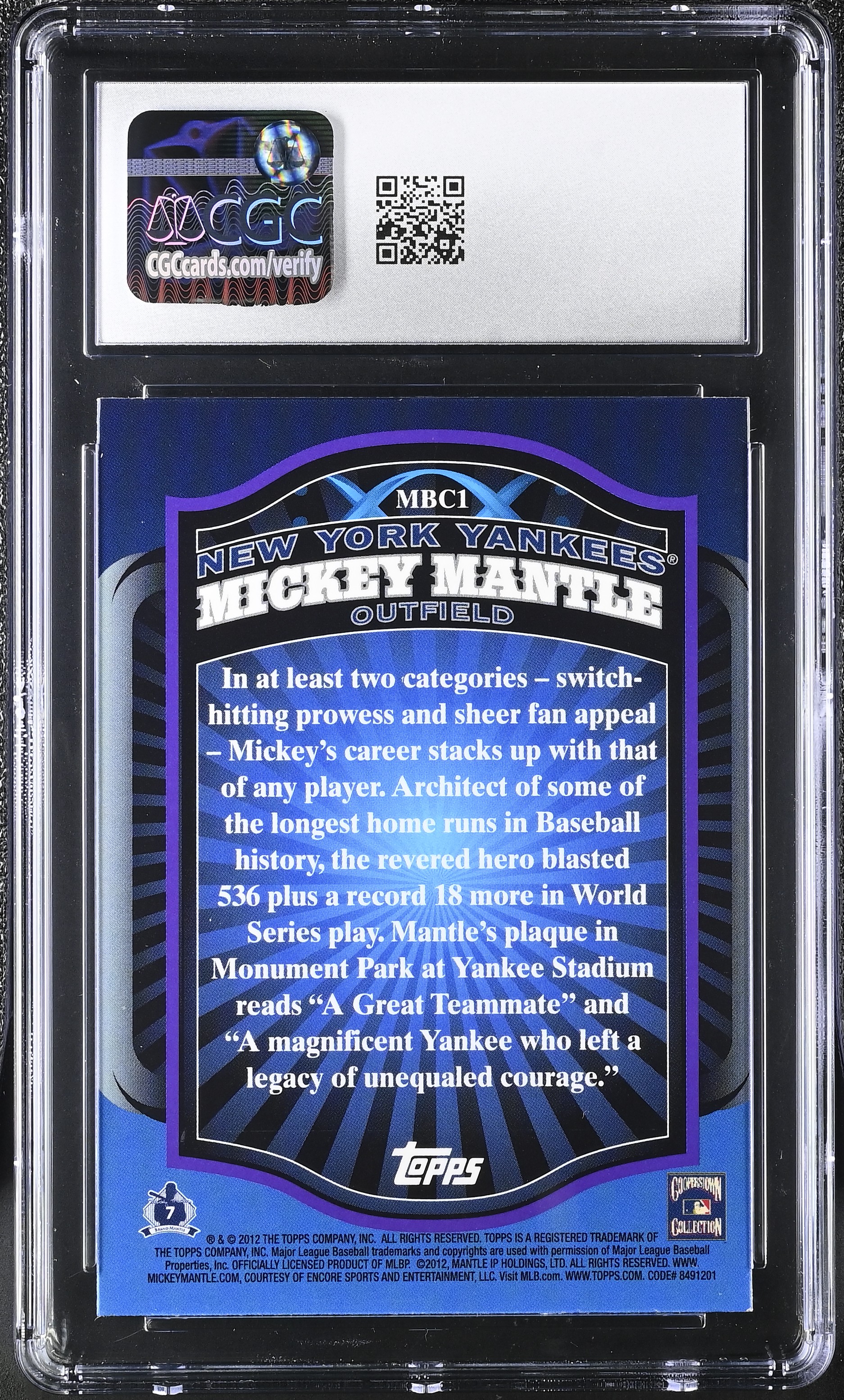 Mickey Mantle 2012 Topps Retail Refractors #MBC1 (CGC 9) at PristineAuction.com Mickey Mantle 2012 Topps Retail Refractors #MBC1 (CGC 9) at PristineAuction.com