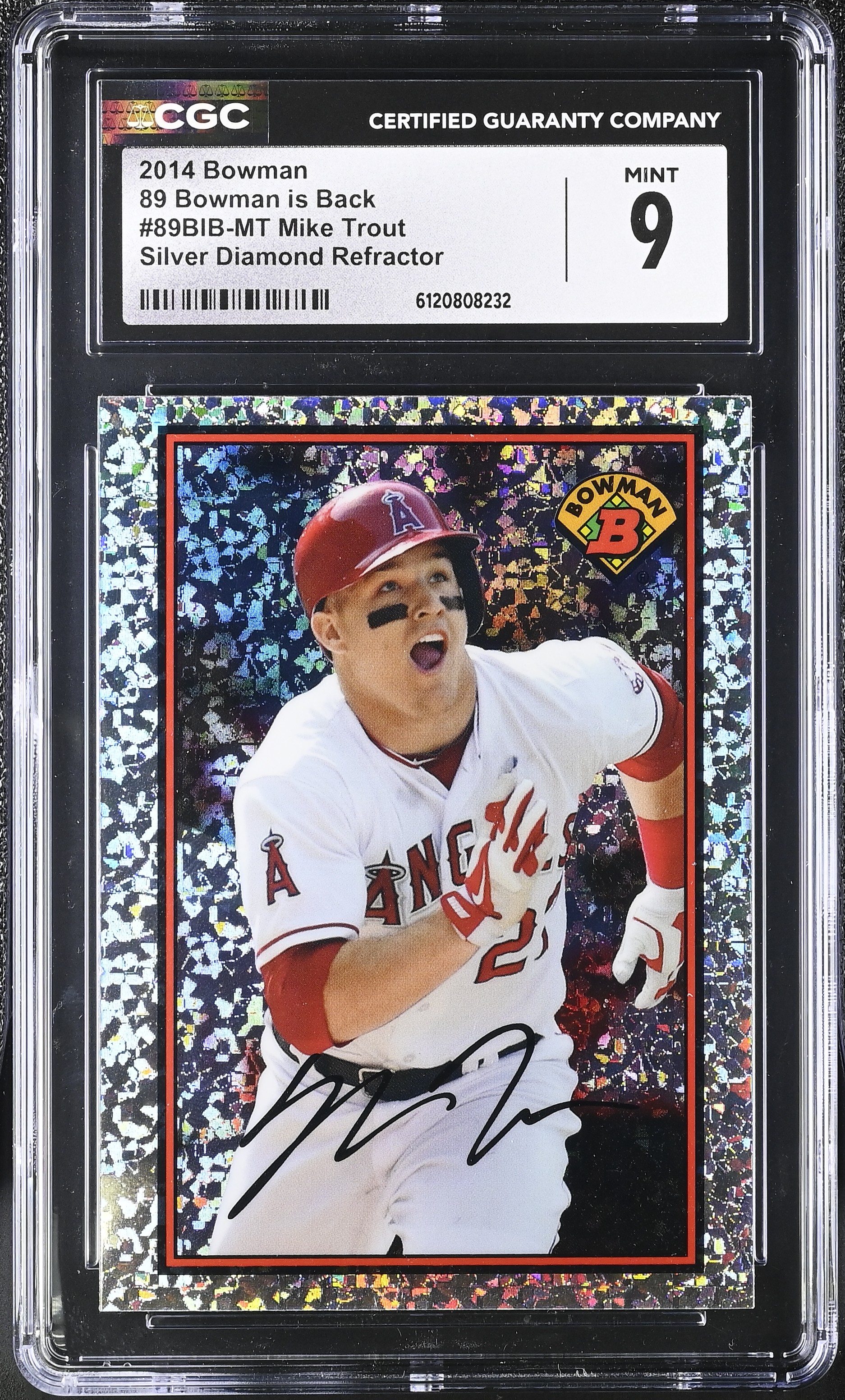 Mike Trout 2014 Bowman '89 Bowman is Back Silver Diamond Refractors #89BIBMT BP (CGC 9) at PristineAuction.com Mike Trout 2014 Bowman '89 Bowman is Back Silver Diamond Refractors #89BIBMT BP (CGC 9) at PristineAuction.com