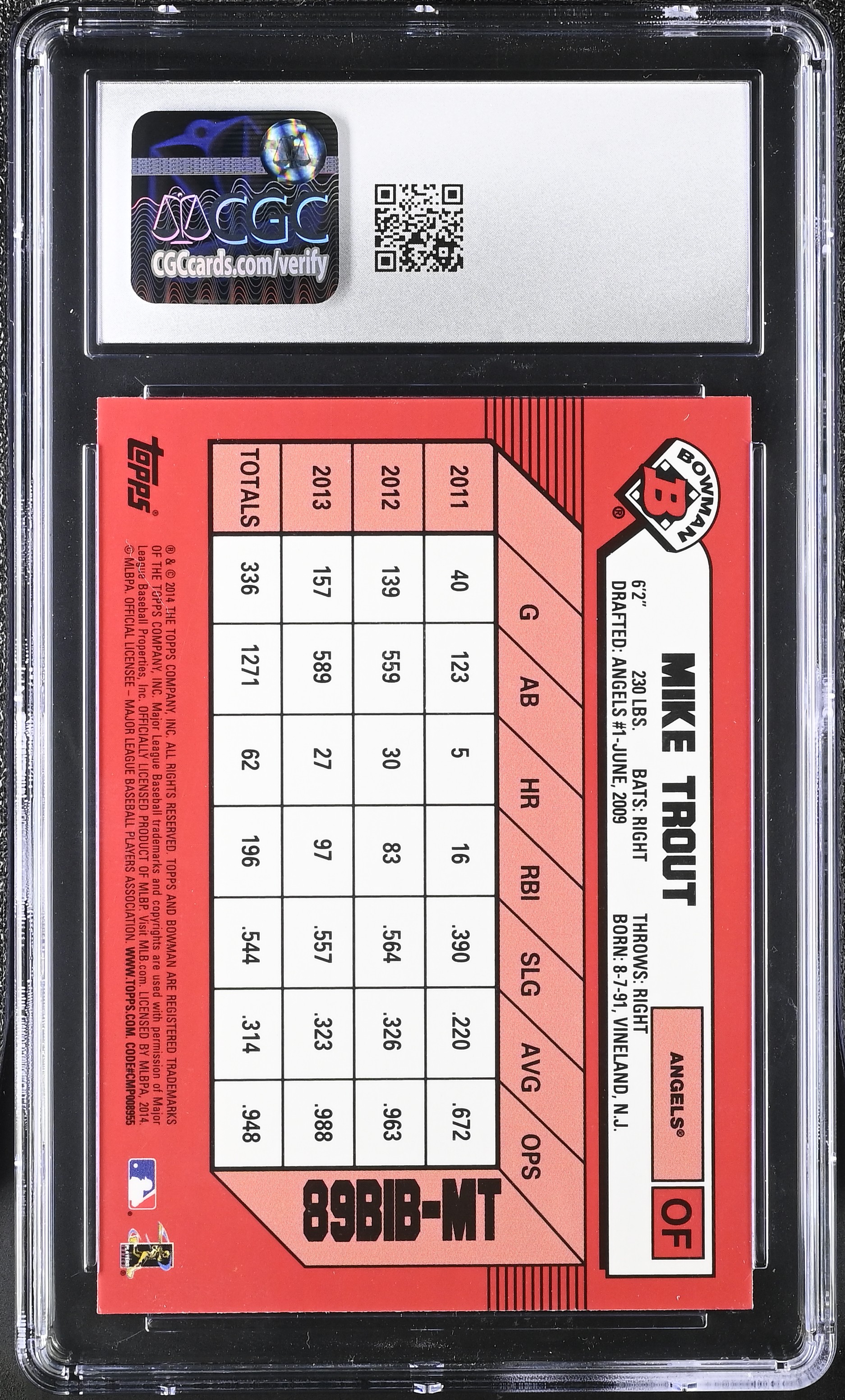 Mike Trout 2014 Bowman '89 Bowman is Back Silver Diamond Refractors #89BIBMT BP (CGC 9) at PristineAuction.com Mike Trout 2014 Bowman '89 Bowman is Back Silver Diamond Refractors #89BIBMT BP (CGC 9) at PristineAuction.com