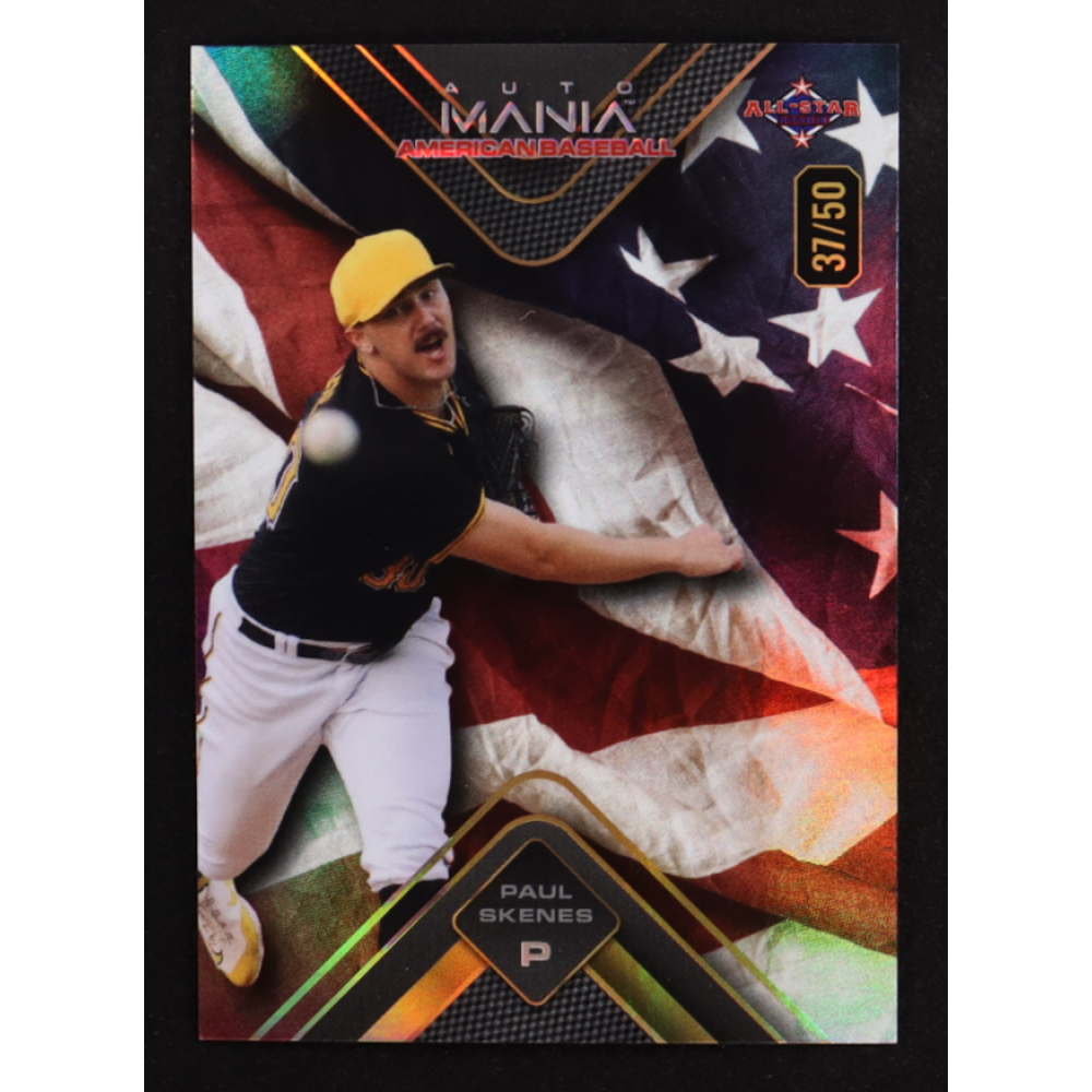 Paul Skenes 2024 Wild Card Auto Mania American Baseball American Flag Rainbow Foil #AMATPS2 #37/50 RC at PristineAuction.com