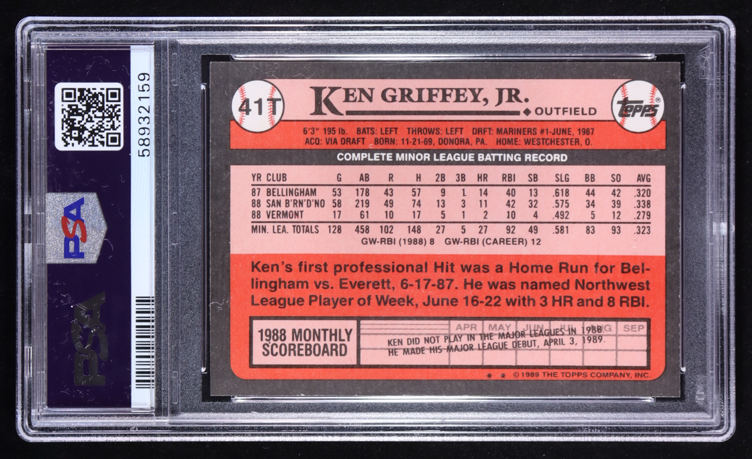 Ken Griffey Jr. 1989 Topps Traded #41T RC (PSA 9) at PristineAuction.com Ken Griffey Jr. 1989 Topps Traded #41T RC (PSA 9) at PristineAuction.com