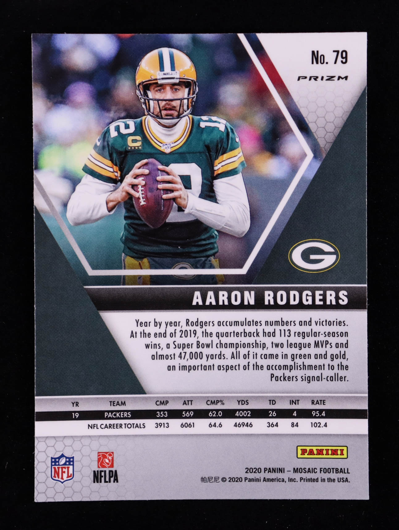 Aaron Rodgers 2020 Panini Mosaic Mosaic Genesis #79 at PristineAuction.com Aaron Rodgers 2020 Panini Mosaic Mosaic Genesis #79 at PristineAuction.com