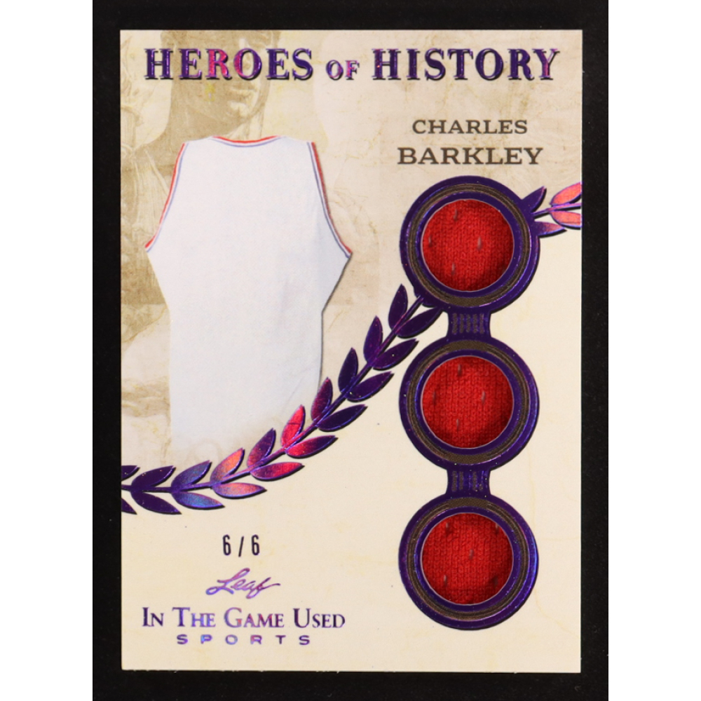 Charles Barkley 2025 Leaf ITG Used Sports Heroes Of History Memorabilia Spectrum Purple Holofoil #HH14 #6/6 at PristineAuction.com