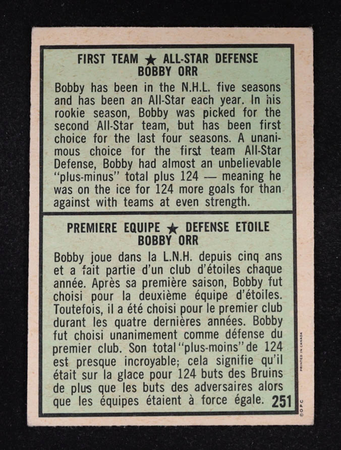 Bobby Orr 1971-72 O-Pee-Chee #251 at PristineAuction.com Bobby Orr 1971-72 O-Pee-Chee #251 at PristineAuction.com