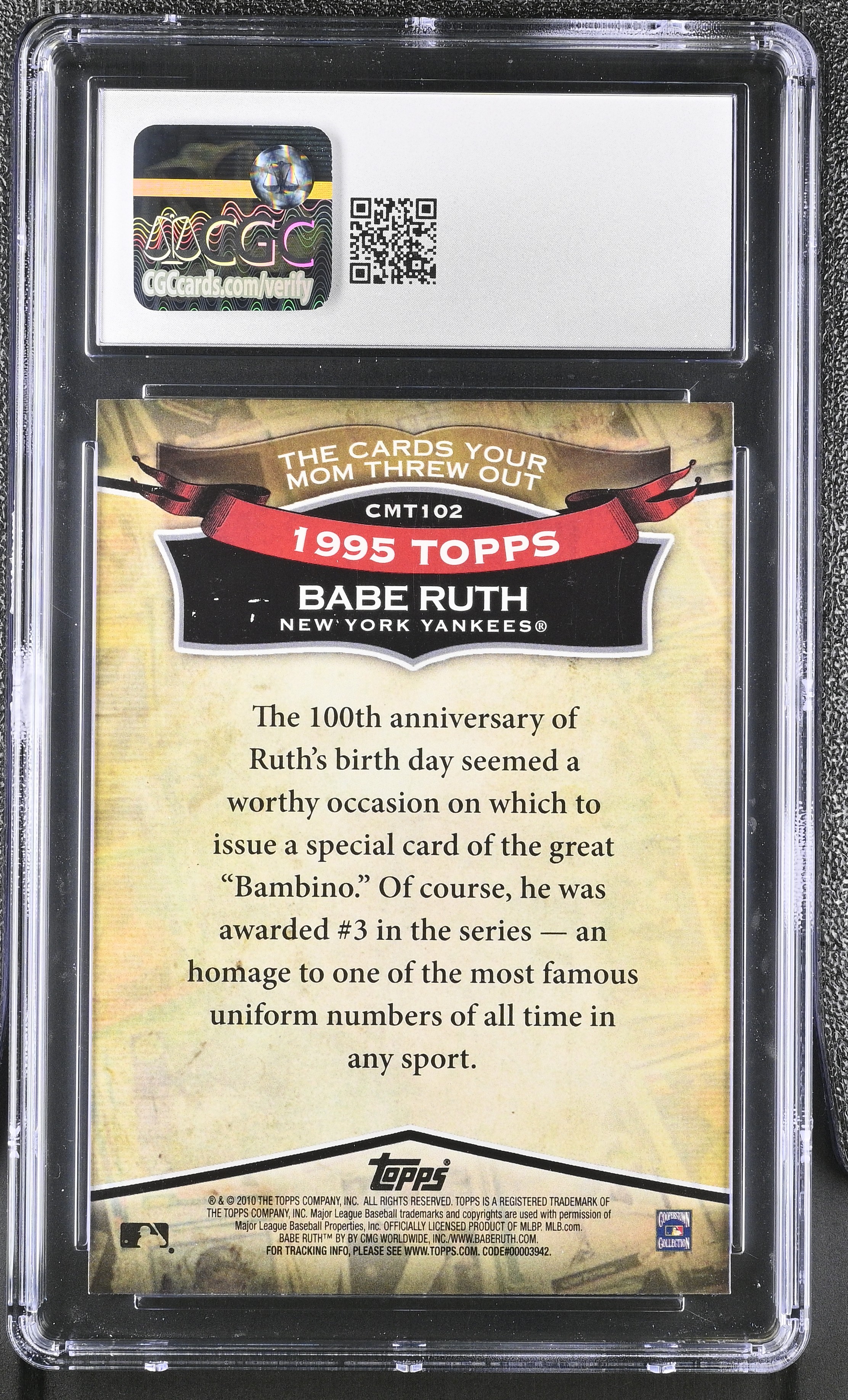 Babe Ruth 2010 Topps Cards Your Mom Threw Out #CMT102 (CGC 8) at PristineAuction.com Babe Ruth 2010 Topps Cards Your Mom Threw Out #CMT102 (CGC 8) at PristineAuction.com