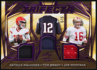 Patrick Mahomes / Tom Brady / Joe Montana 2025 Leaf Trinity Trifecta Magenta #TF-11 #6/6 at PristineAuction.com