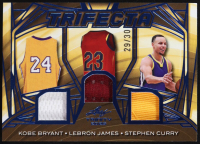 Kobe Bryant / LeBron James / Stephen Curry 2025 Leaf Trinity Trifecta Blue #TF6 #29/30 at PristineAuction.com