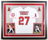 Mike Trout Signed Custom Framed Jersey with (2) Cloth Team Logo Patch & (2) Photos (Fanatics & MLB) at PristineAuction.com