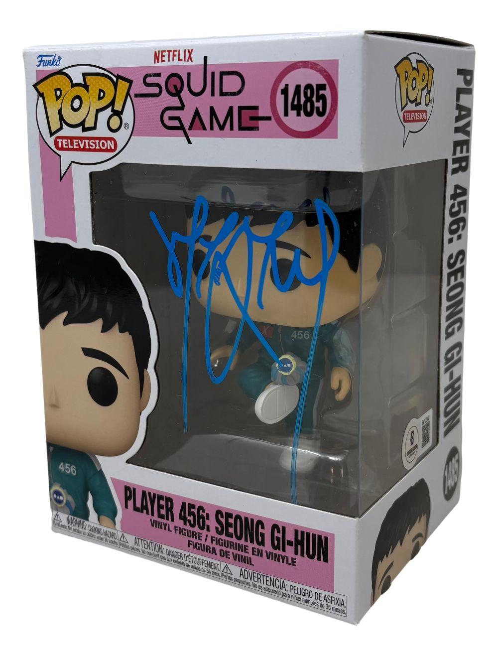 Lee Jung-Jae Signed "Squid Game" #1485 Player 456: Seong Gi-Hun Funko Pop! Vinyl Figure (Beckett) at PristineAuction.com Lee Jung-Jae Signed "Squid Game" #1485 Player 456: Seong Gi-Hun Funko Pop! Vinyl Figure (Beckett) at PristineAuction.com