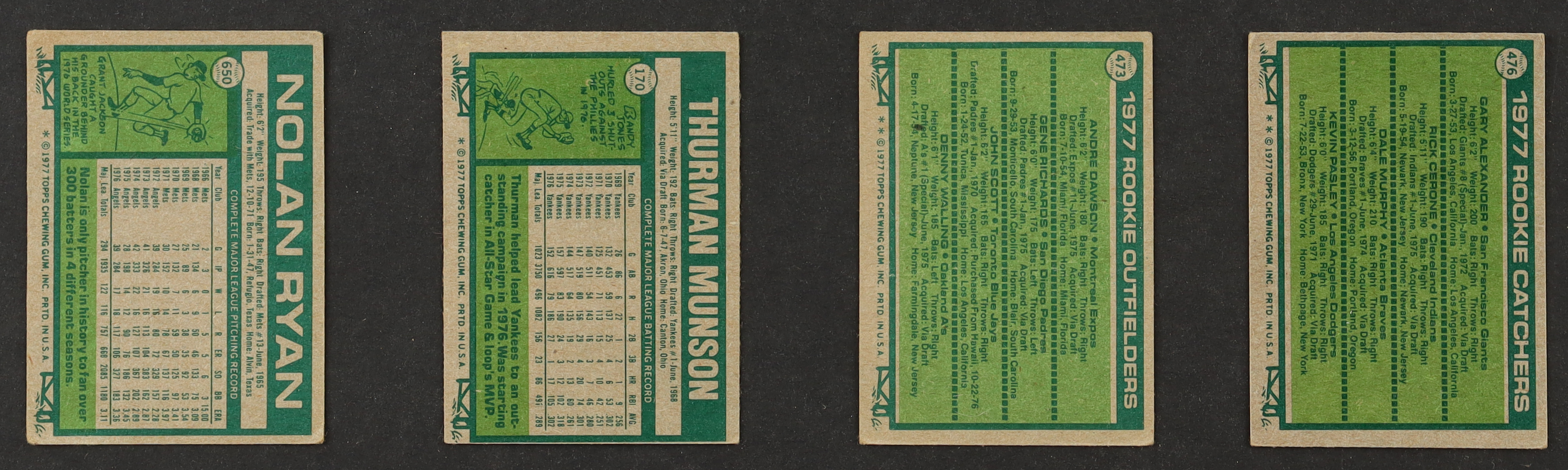 1977 Topps Baseball Complete Set of (660) Cards with Rookie Catchers #476 RC, Thurman Munson #170, Nolan Ryan #650 at PristineAuction.com 1977 Topps Baseball Complete Set of (660) Cards with Rookie Catchers #476 RC, Thurman Munson #170, Nolan Ryan #650 at PristineAuction.com