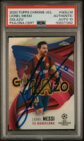 Lionel Messi Signed 2020-21 Topps Chrome UEFA Champions League Golazo #GOLLM (PSA | Auto 10) at PristineAuction.com
