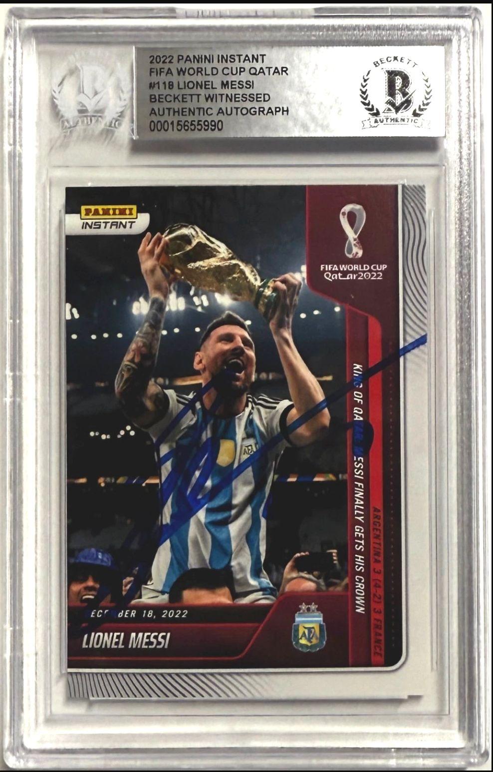 Lionel Messi Signed 2022 Panini Instant FIFA World Cup #118 (BGS) at PristineAuction.com Lionel Messi Signed 2022 Panini Instant FIFA World Cup #118 (BGS) at PristineAuction.com
