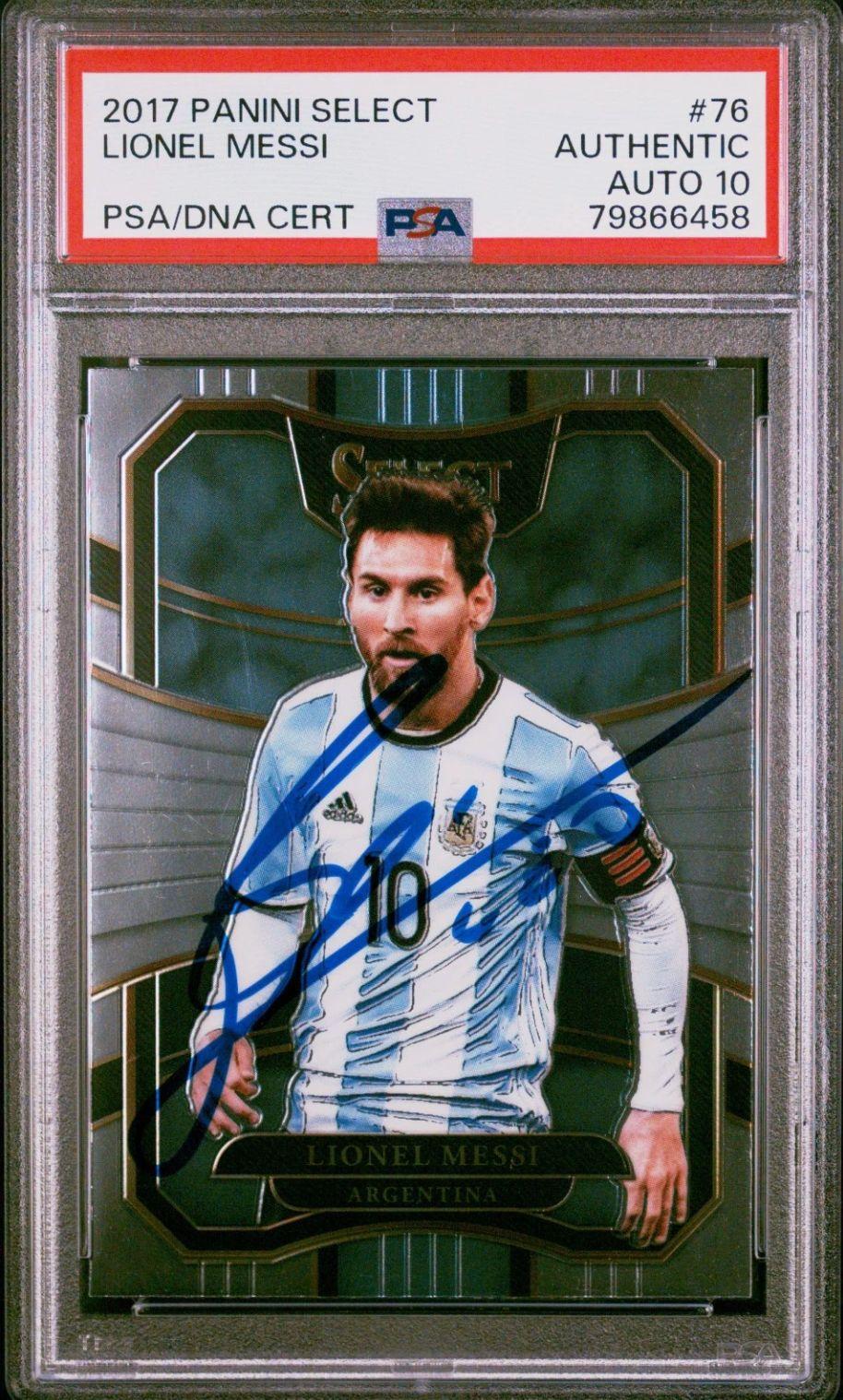 Lionel Messi Signed 2017-18 Select #76 (PSA | Auto 10) at PristineAuction.com Lionel Messi Signed 2017-18 Select #76 (PSA | Auto 10) at PristineAuction.com