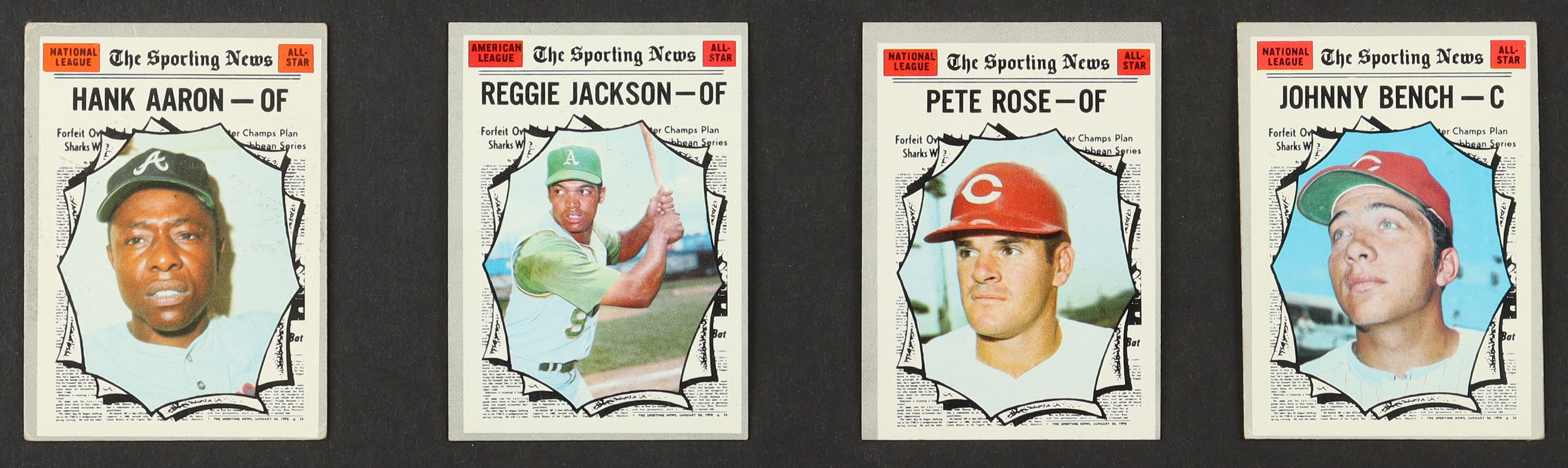 1970 Topps Baseball All-Star Insert Complete Set (20) Cards with Johnny Bench #464, Pete Rose #458, Reggie Jackson #459, Hank Aaron #462 at PristineAuction.com 1970 Topps Baseball All-Star Insert Complete Set (20) Cards with Johnny Bench #464, Pete Rose #458, Reggie Jackson #459, Hank Aaron #462 at PristineAuction.com