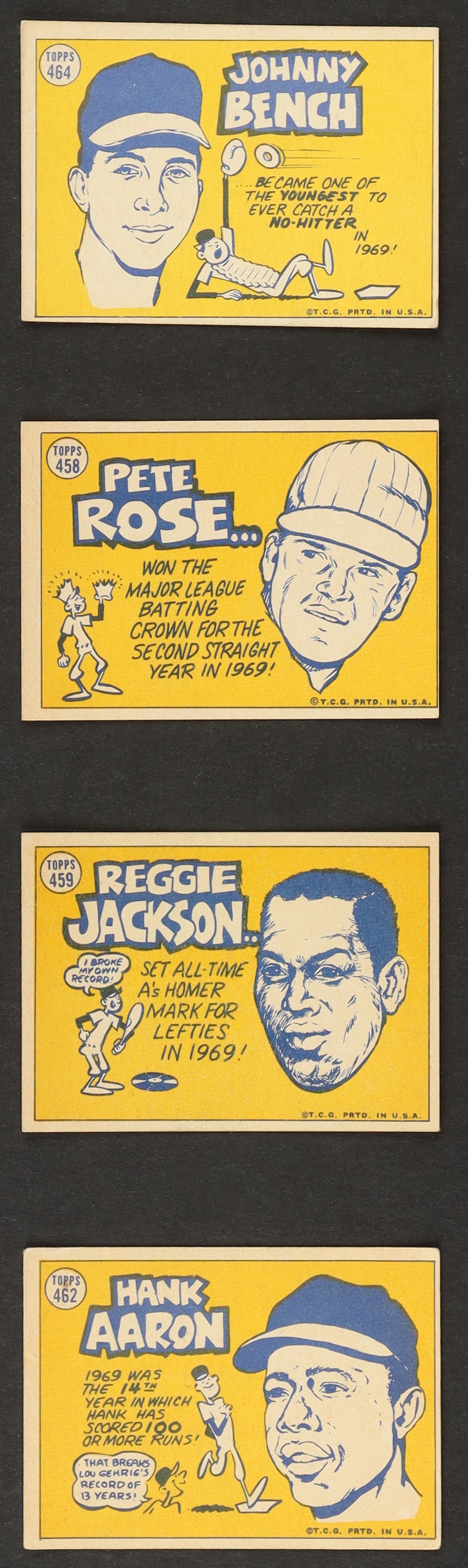 1970 Topps Baseball All-Star Insert Complete Set (20) Cards with Johnny Bench #464, Pete Rose #458, Reggie Jackson #459, Hank Aaron #462 at PristineAuction.com 1970 Topps Baseball All-Star Insert Complete Set (20) Cards with Johnny Bench #464, Pete Rose #458, Reggie Jackson #459, Hank Aaron #462 at PristineAuction.com