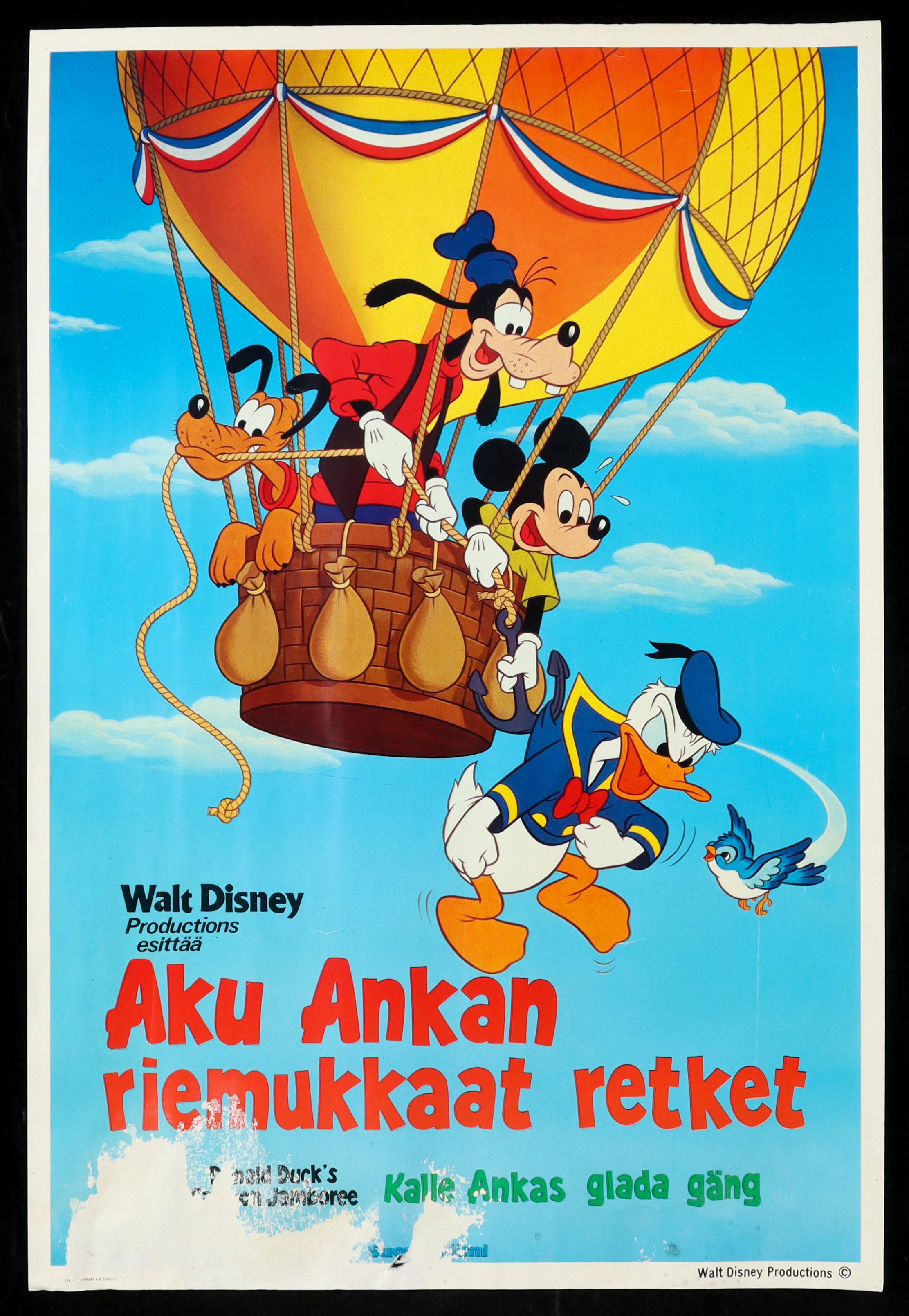 Walt Disney "Donald Duck, Pluto and the Knatters on Adventure" Original Finnish Movie Poster at PristineAuction.com Walt Disney "Donald Duck, Pluto and the Knatters on Adventure" Original Finnish Movie Poster at PristineAuction.com