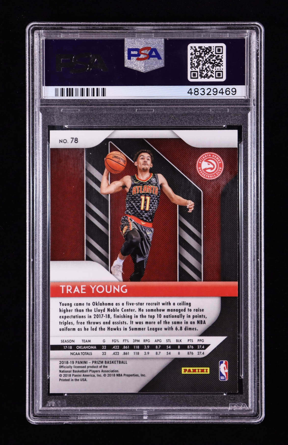Trae Young 2018-19 Panini Prizm #78 RC (PSA 10) at PristineAuction.com Trae Young 2018-19 Panini Prizm #78 RC (PSA 10) at PristineAuction.com