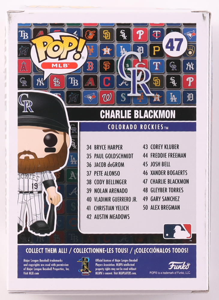 Charlie Blackmon Signed Rockies #47 Funko! Pop Figure (JSA) at PristineAuction.com Charlie Blackmon Signed Rockies #47 Funko! Pop Figure (JSA) at PristineAuction.com