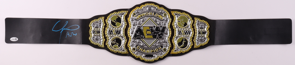 Chris Jericho Signed AEW Championship Belt Inscribed "AEW" (JSA) at PristineAuction.com Chris Jericho Signed AEW Championship Belt Inscribed "AEW" (JSA) at PristineAuction.com