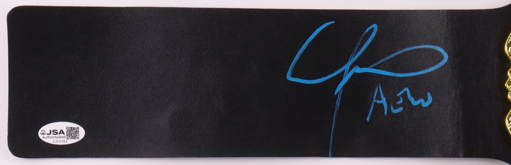 Chris Jericho Signed AEW Championship Belt Inscribed "AEW" (JSA) at PristineAuction.com Chris Jericho Signed AEW Championship Belt Inscribed "AEW" (JSA) at PristineAuction.com