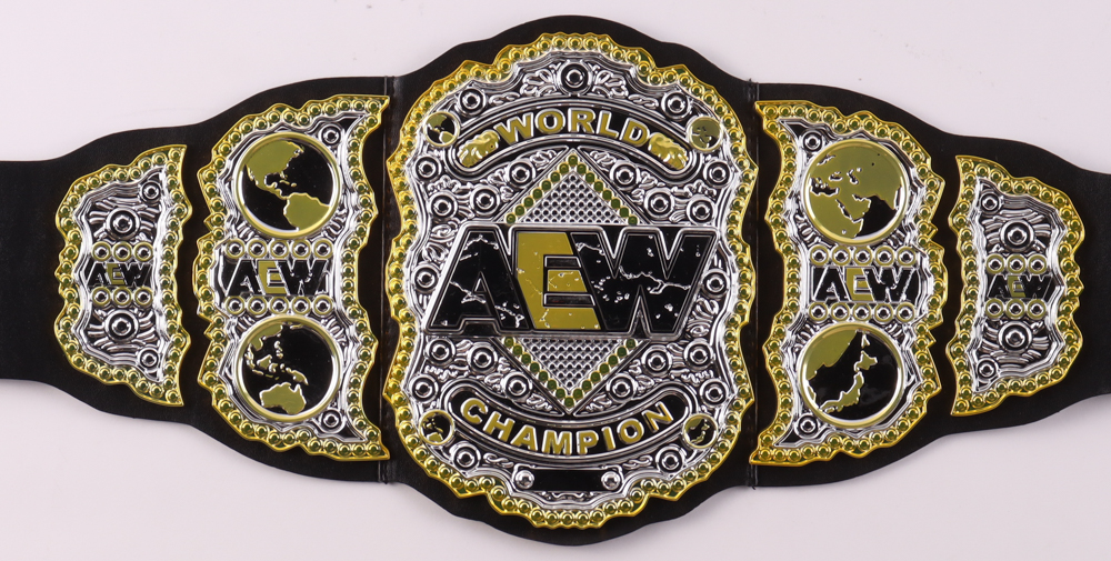 Chris Jericho Signed AEW Championship Belt Inscribed "AEW" (JSA) at PristineAuction.com Chris Jericho Signed AEW Championship Belt Inscribed "AEW" (JSA) at PristineAuction.com