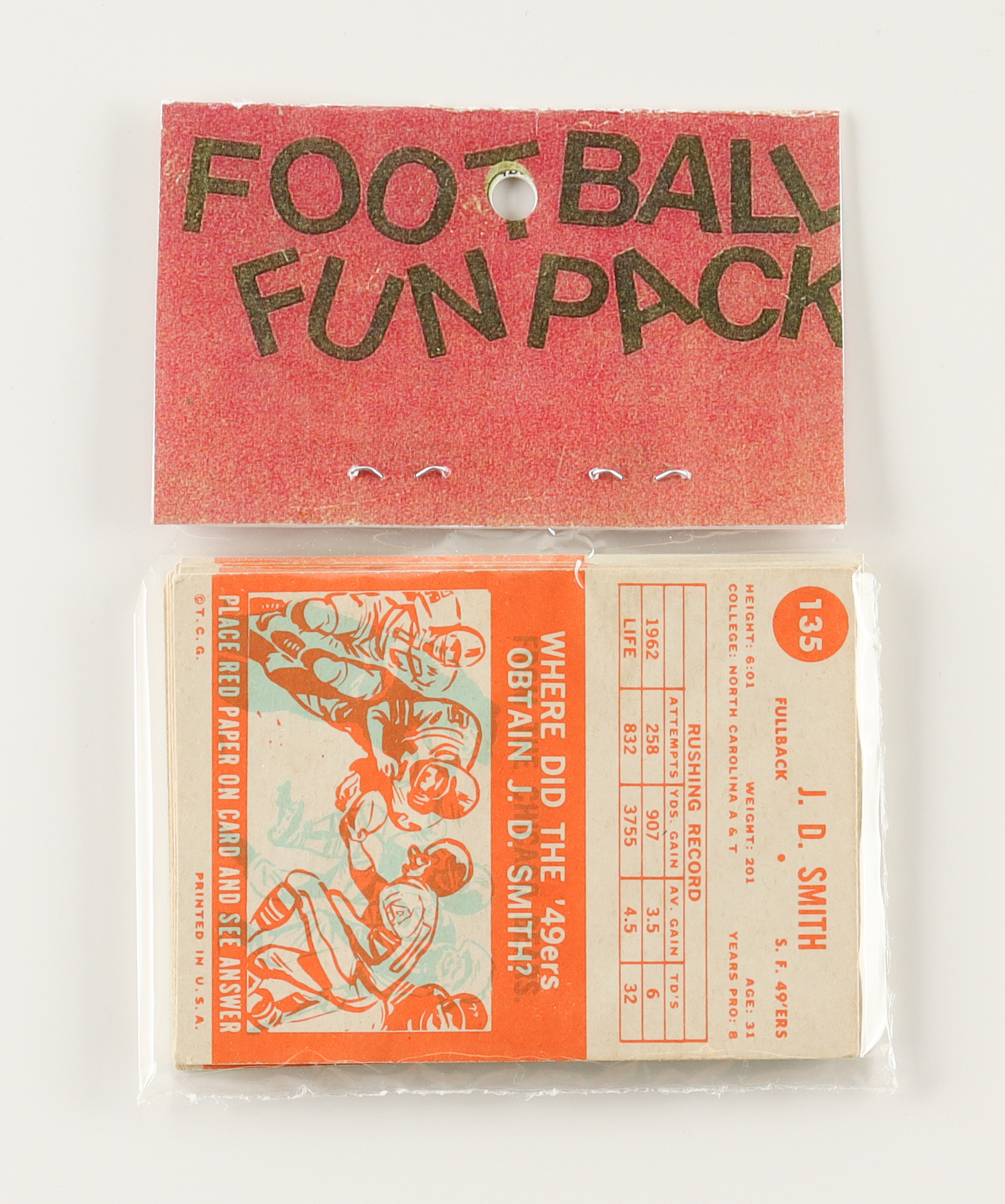 1963 Topps Football Card Fun Pack with (10) Cards at PristineAuction.com 1963 Topps Football Card Fun Pack with (10) Cards at PristineAuction.com