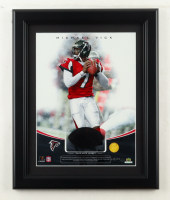 Michael Vick LE Falcons Custom Framed Game-Used Jersey Swatch Display (UDA) at PristineAuction.com