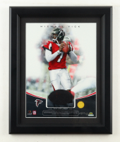 Michael Vick LE Falcons Custom Framed Game-Used Jersey Swatch Display (UDA) at PristineAuction.com