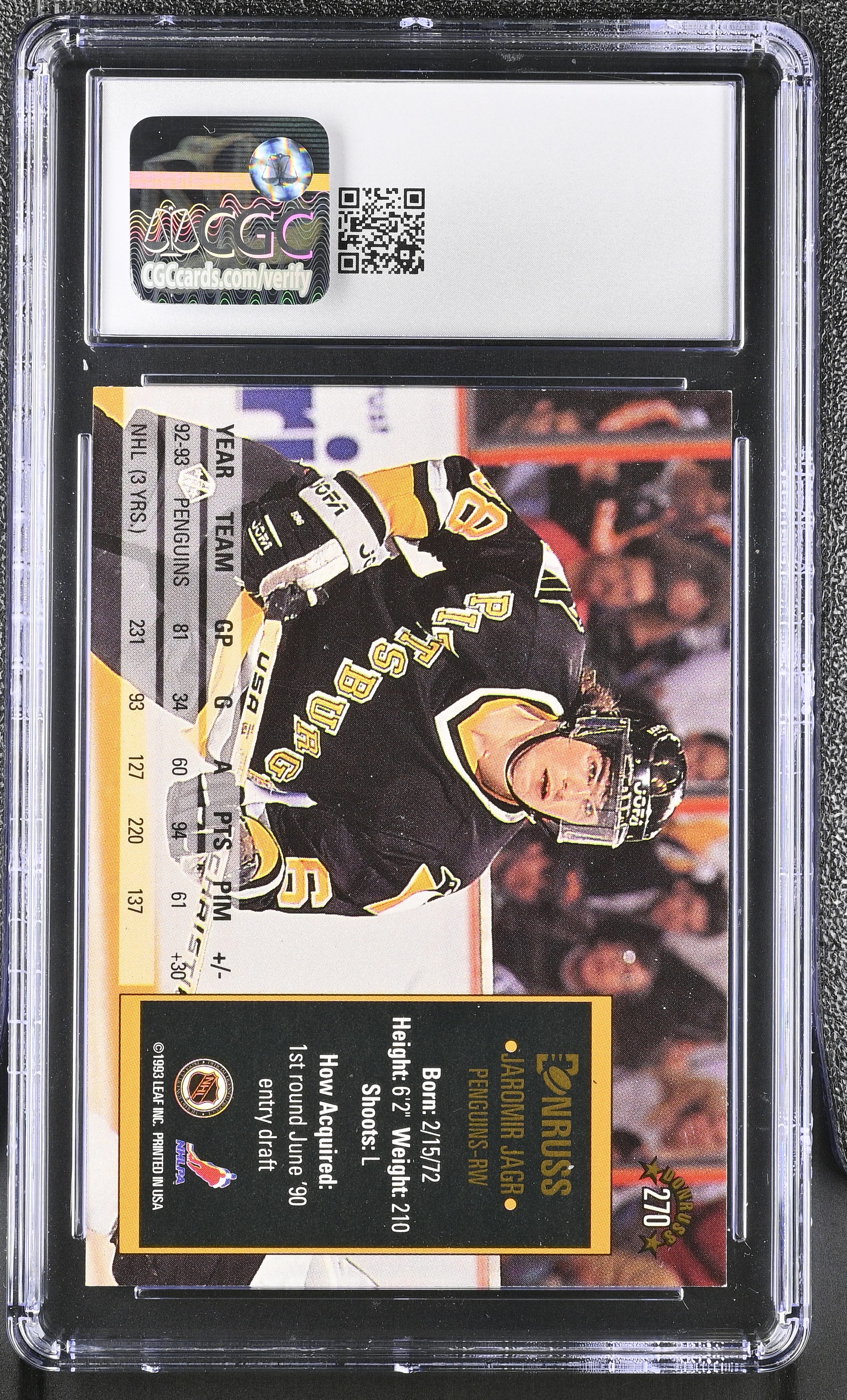 Jaromir Jagr 1993-94 Donruss #270 (CGC 8) at PristineAuction.com Jaromir Jagr 1993-94 Donruss #270 (CGC 8) at PristineAuction.com