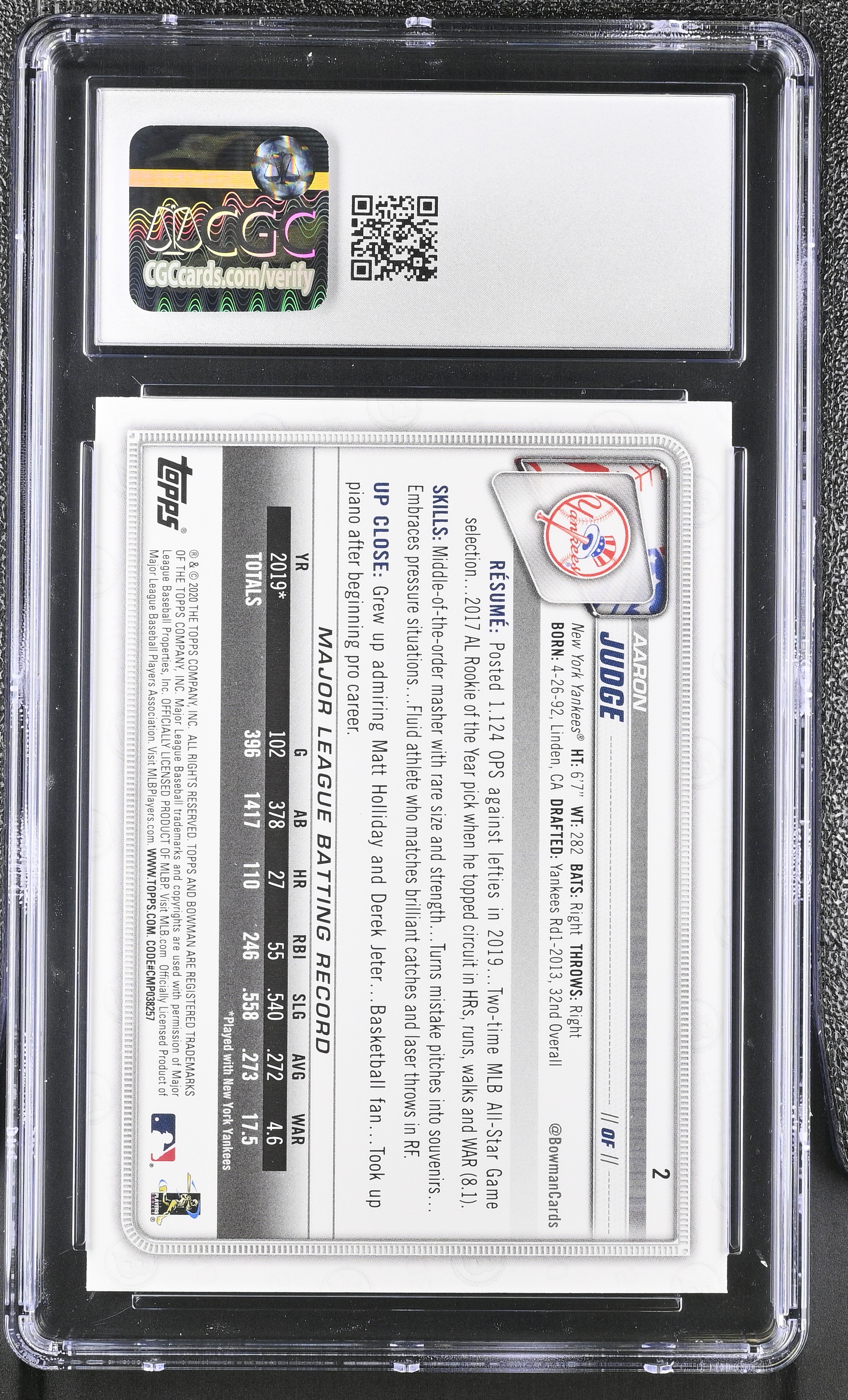 Aaron Judge 2020 Bowman #2 (CGC 10) at PristineAuction.com Aaron Judge 2020 Bowman #2 (CGC 10) at PristineAuction.com