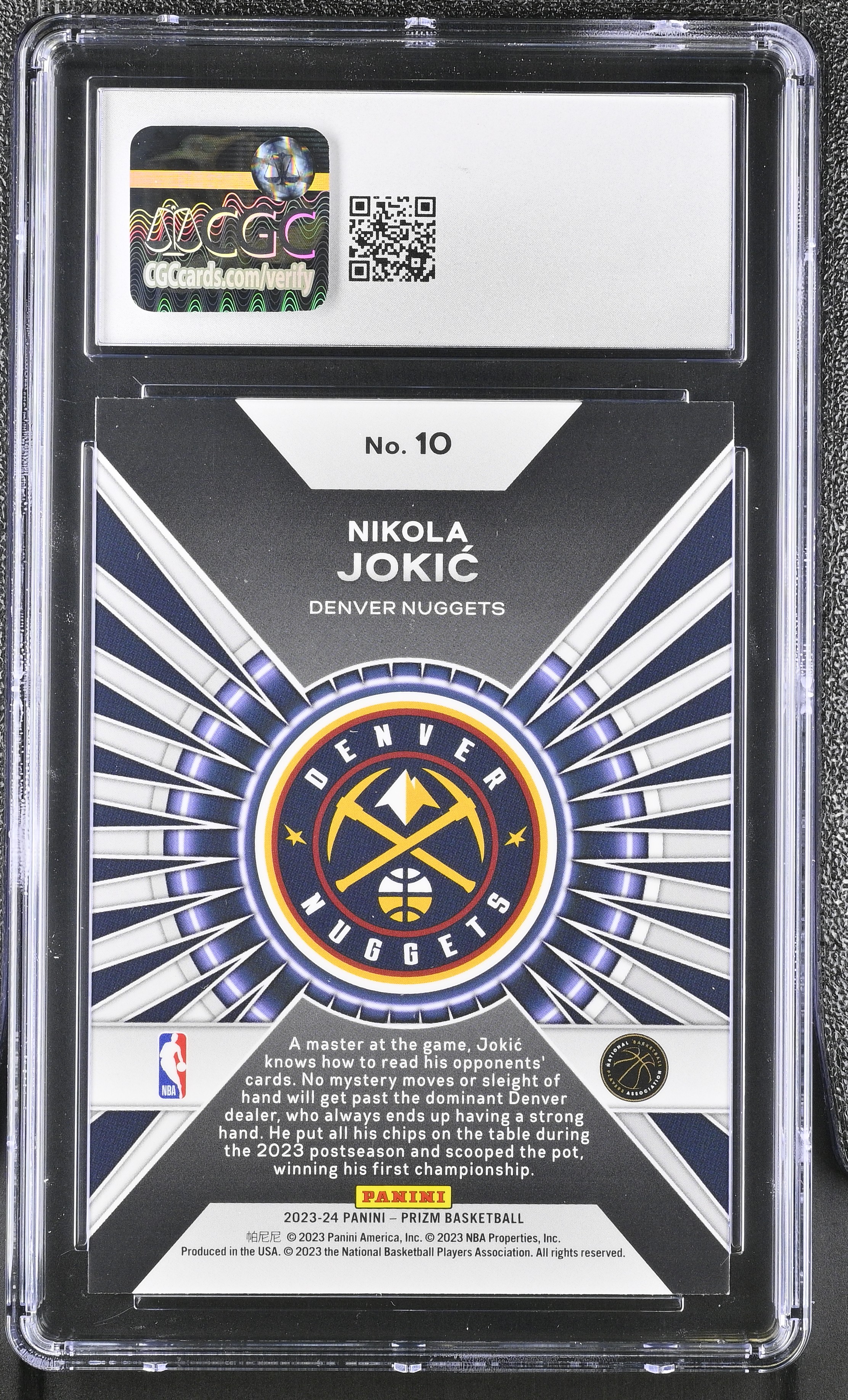 Nikola Jokic 2023-24 Panini Prizm Dominance #10 (CGC 10) at PristineAuction.com Nikola Jokic 2023-24 Panini Prizm Dominance #10 (CGC 10) at PristineAuction.com