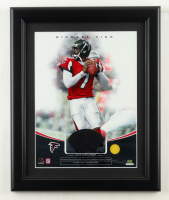 Michael Vick LE Falcons Custom Framed Game-Used Jersey Swatch Display (UDA) at PristineAuction.com